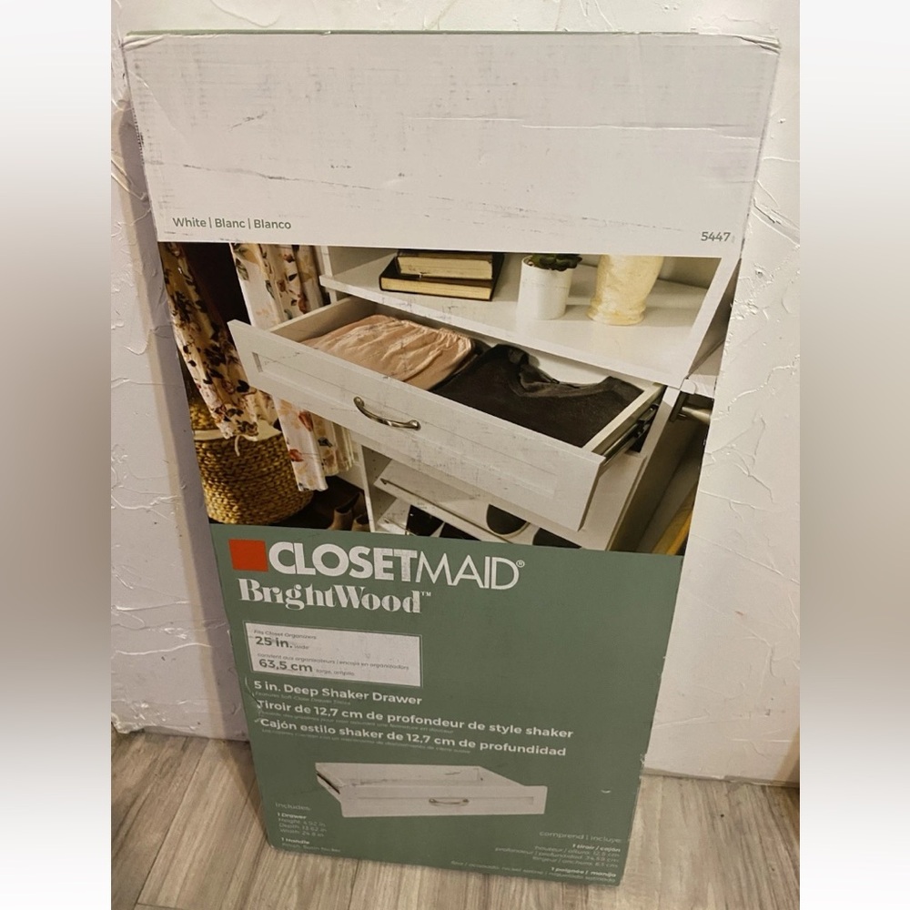 ClosetMaid Closet Maid Drawer Unit BrightWood  5447 25" x 5” White NIB